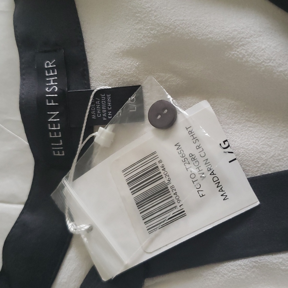 Eileen Fisher NEW Women's 100% Silk Ombre Dip Dye Button Front Tunic Top Sheer - Picture 11 of 14